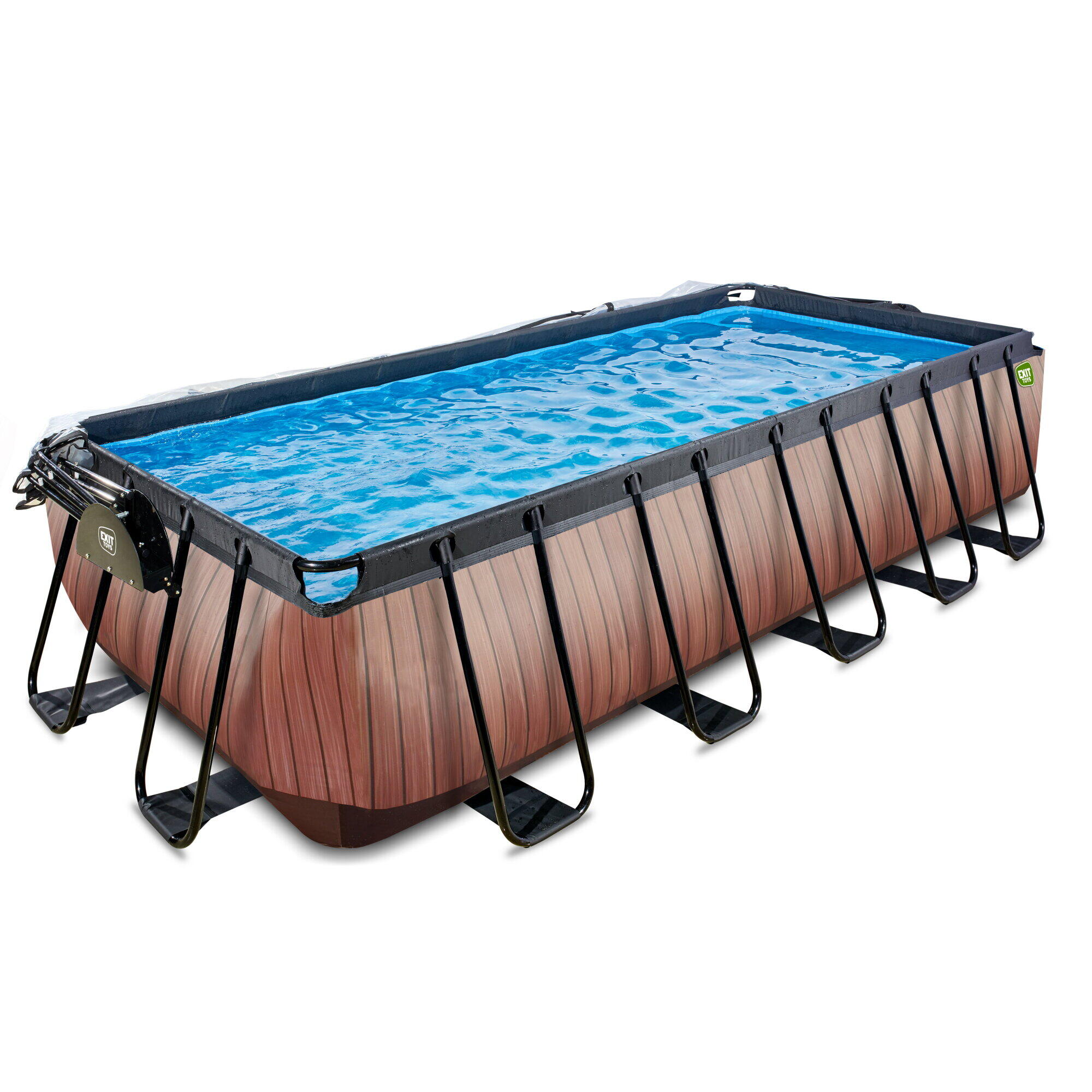 EXIT Wood zwembad 540x250x122cm met zandfilterpomp en overkapping - bruin 3/7
