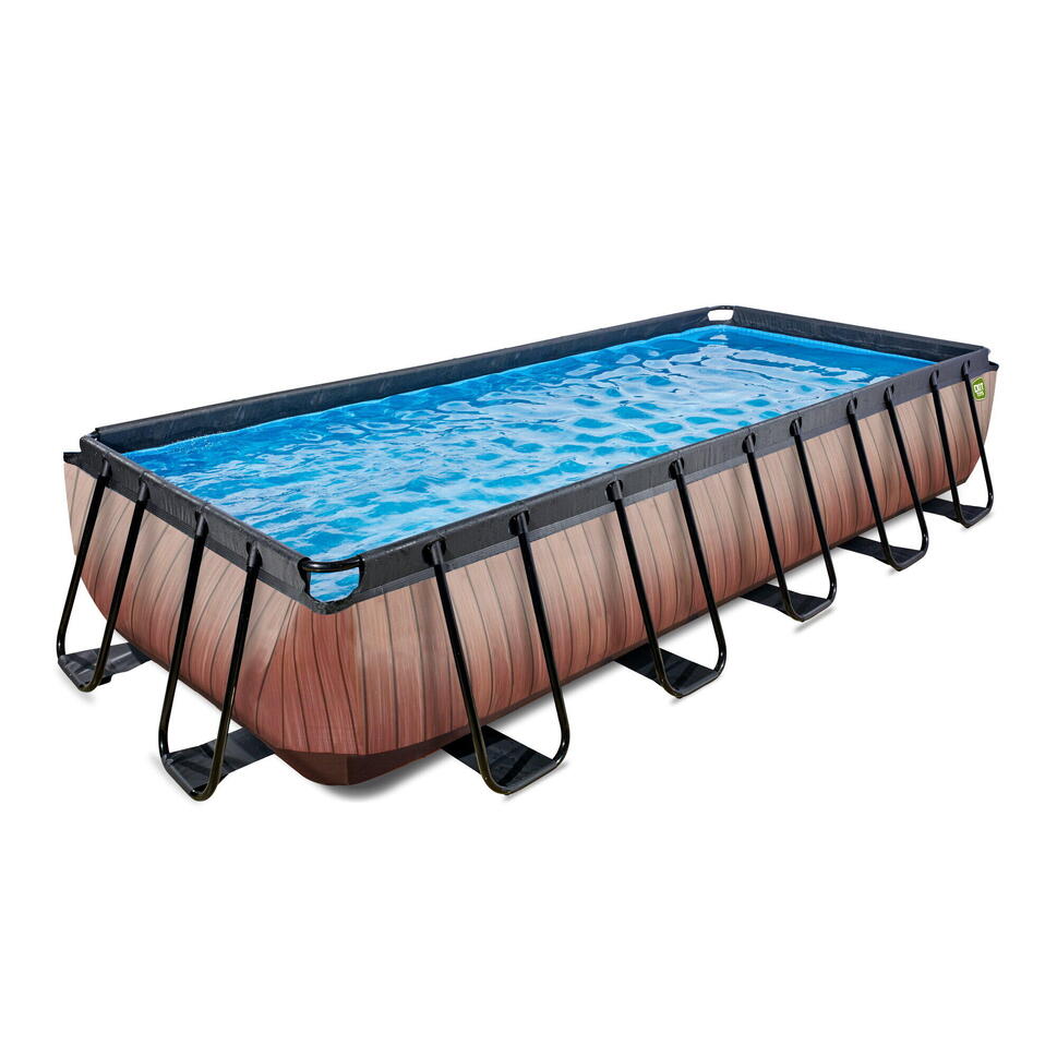 Basen ogrodowy 540x250x100 cm z pompą piaskową i drabiną brązowy