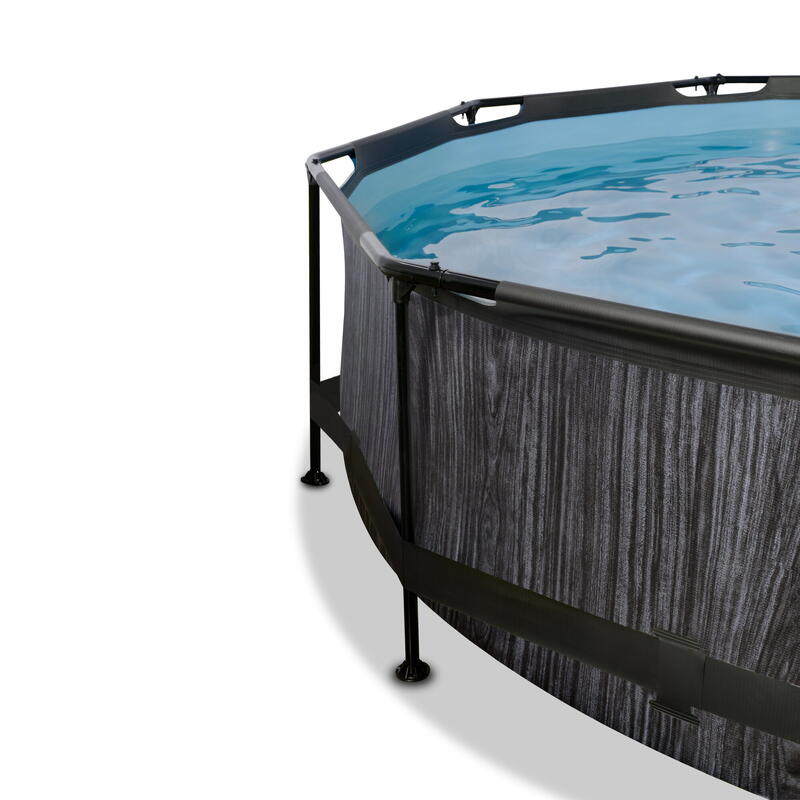 Piscine EXIT Black Wood ø300x76cm avec pompe filtrante - noir