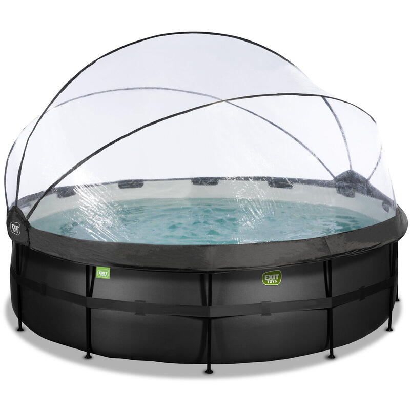 Piscine couverte ø488x122cm avec pompe filtrante à sable et &