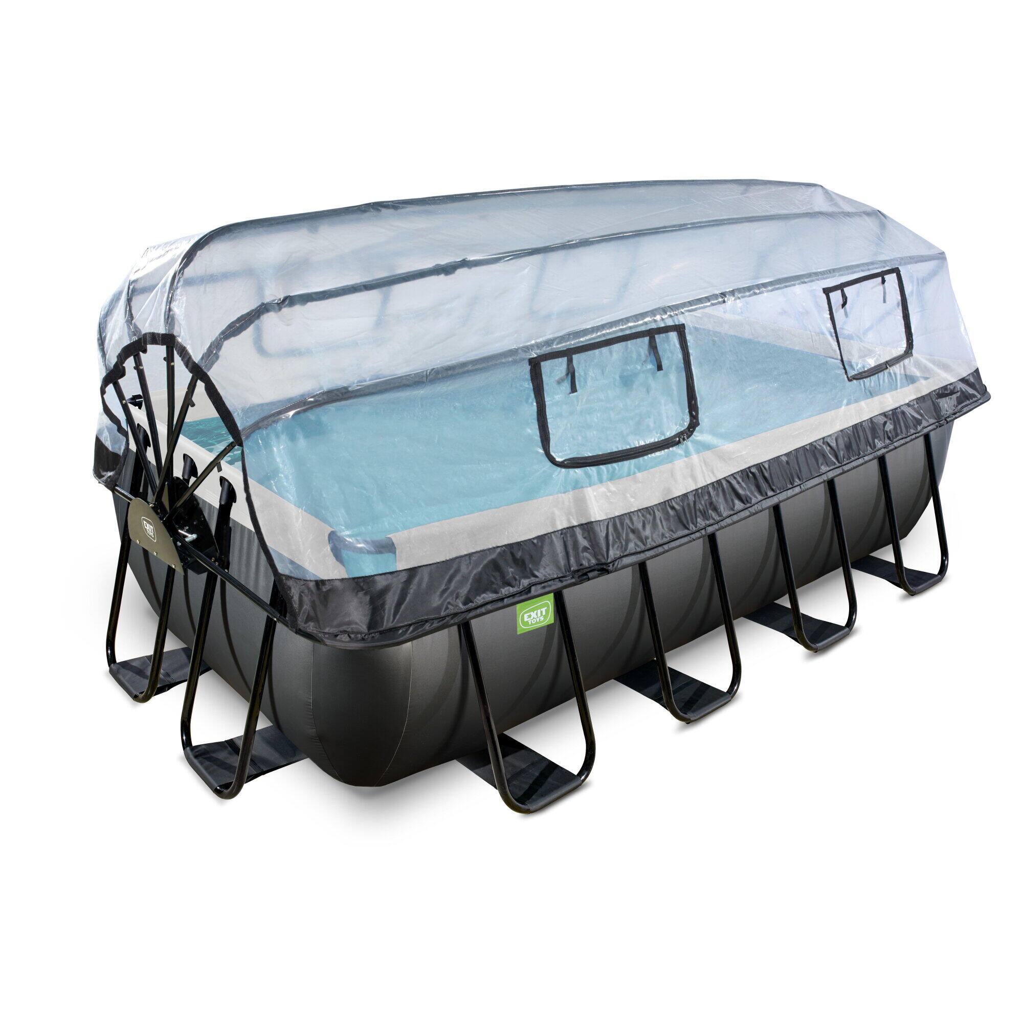 Exit Toys - Piscine Couverte 400x200x100cm Avec Pompe Filtrante À Sable Et &agra - Piscine - Noir - No Size - Decathlon