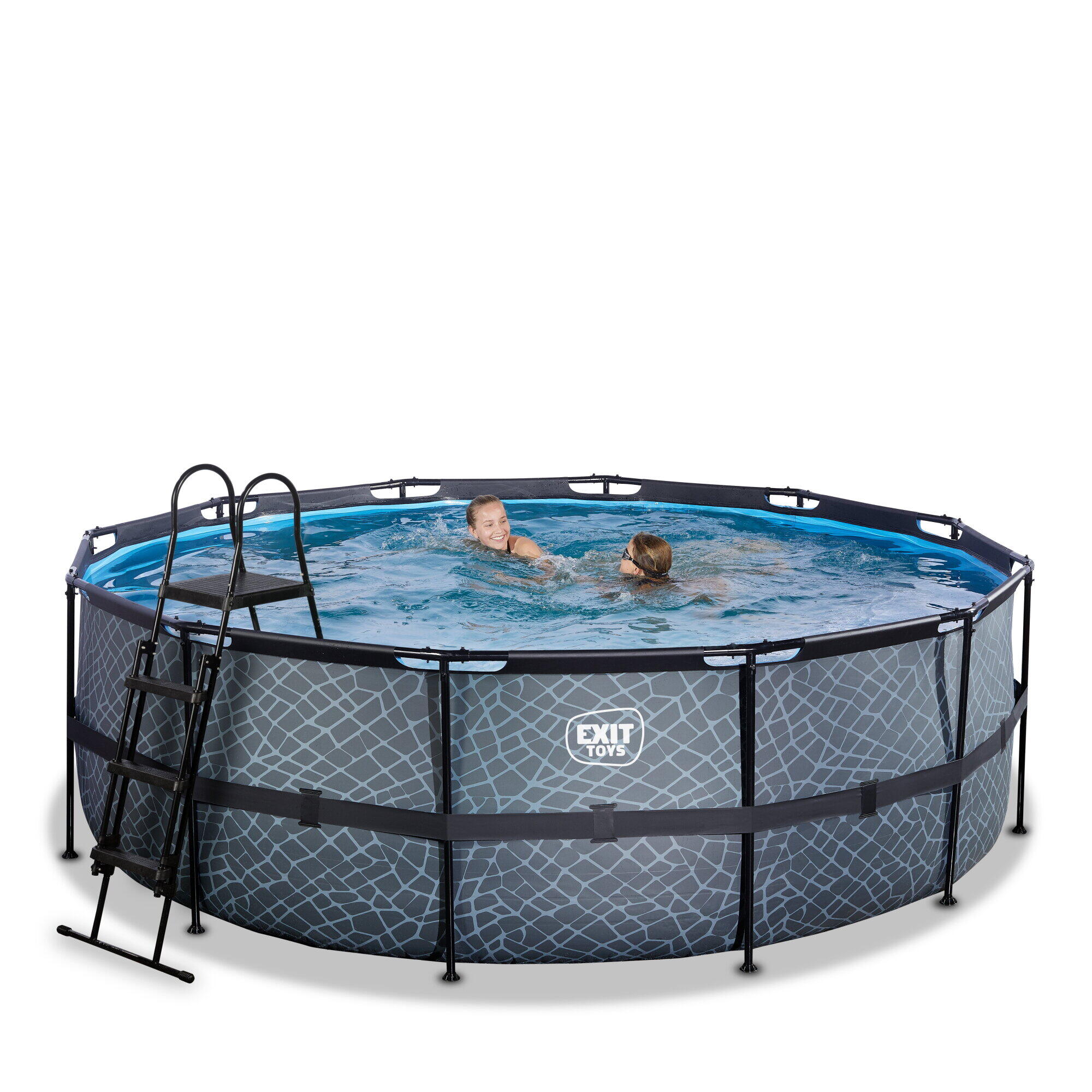 Piscina EXIT Stone ø427x122cm con pompa filtro - grigia 5/7