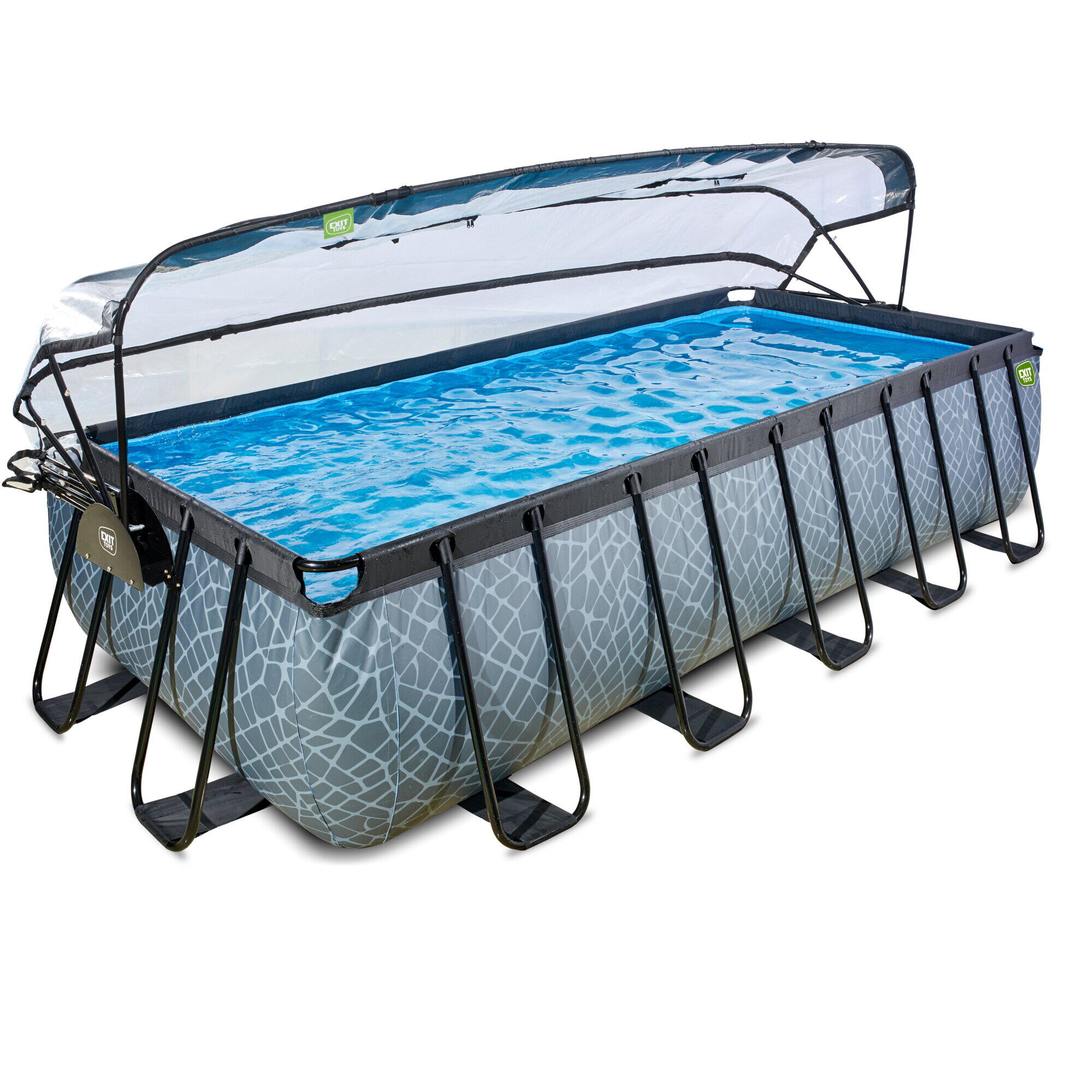 Piscina EXIT Stone 540x250x122cm con pompa filtro a sabbia e copertura - grigio 2/7