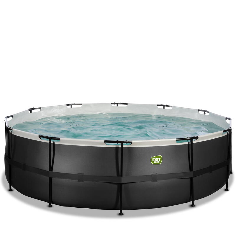 Piscine EXIT Black Leather ø488x122cm avec pompe filtrante à sable - noir