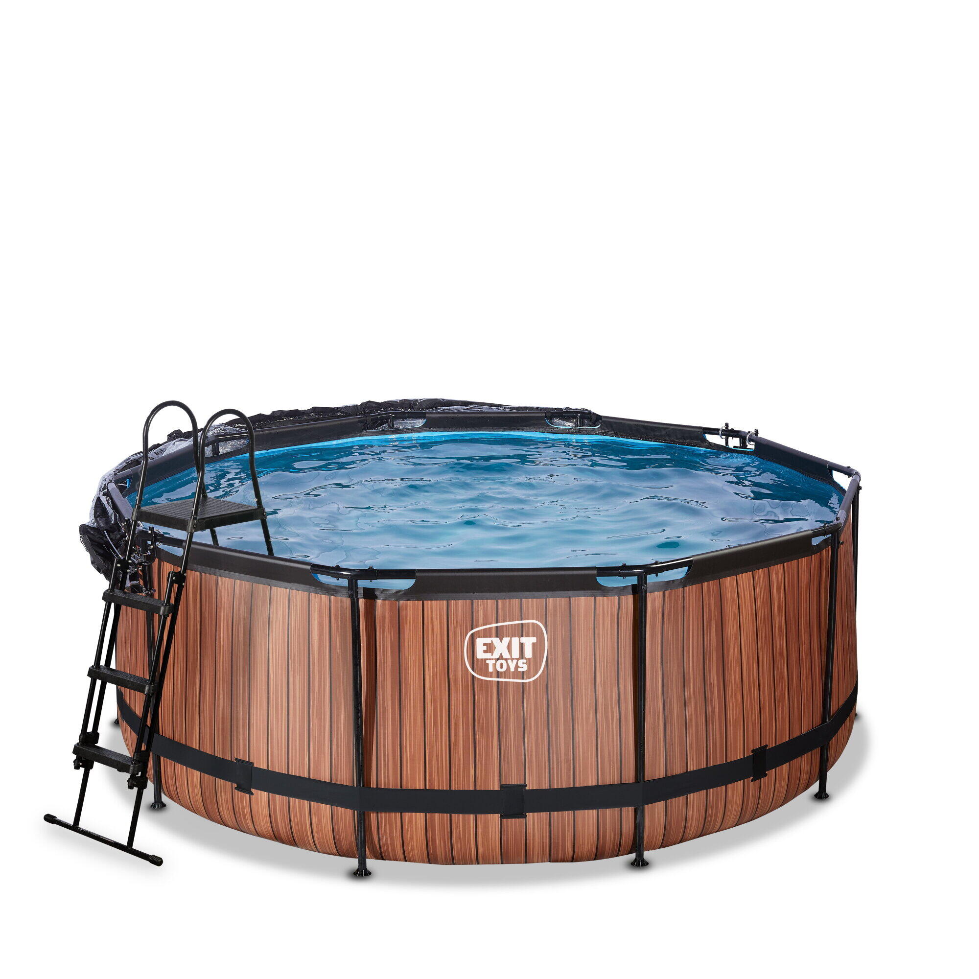 Piscina EXIT Wood ø360x122cm con pompa filtro a sabbia e copertura - marrone 3/7