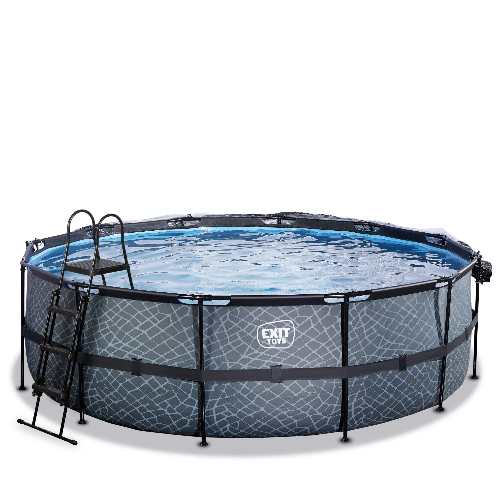 Piscina EXIT Stone ø450x122cm con pompa filtro a sabbia e copertura - grigio 3/7