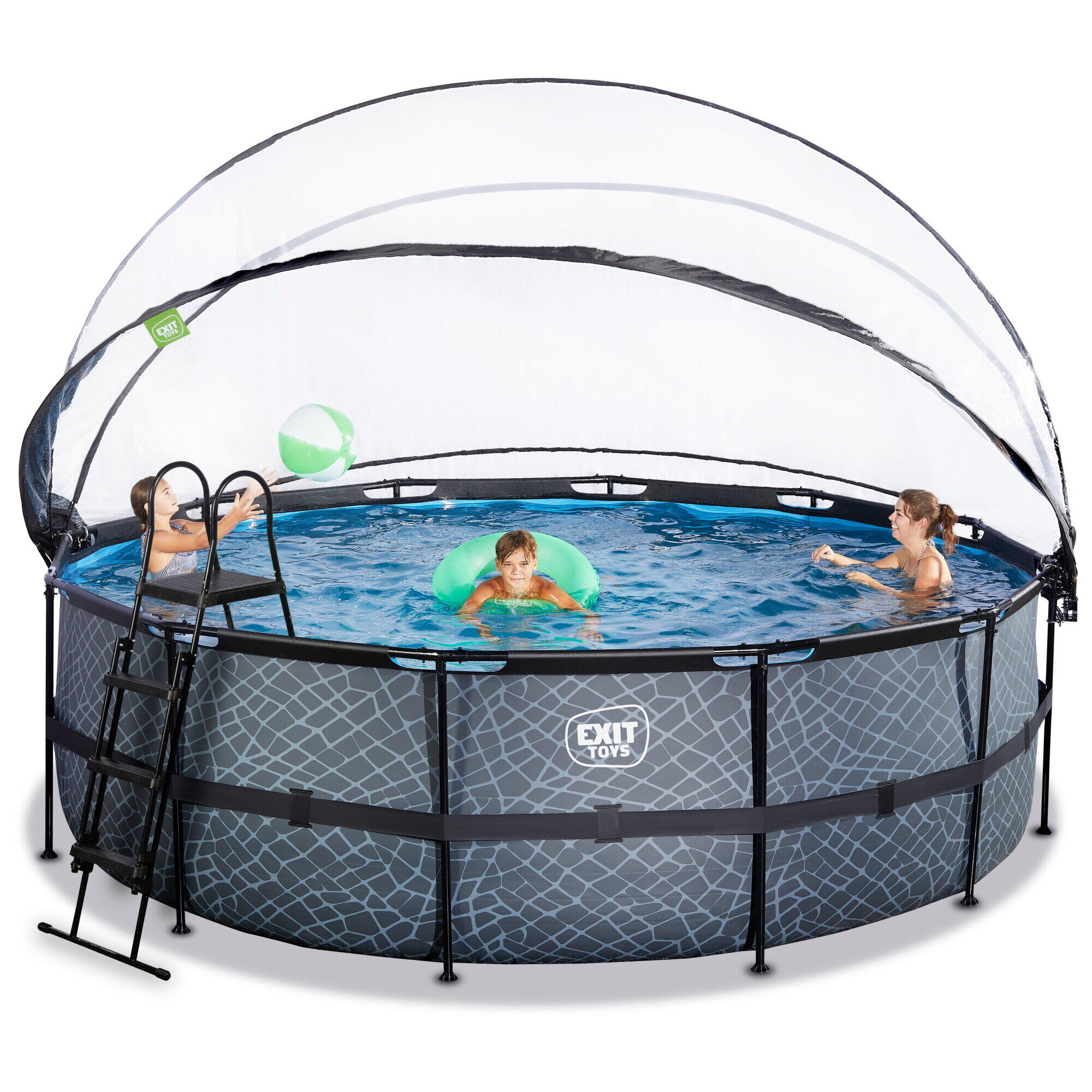 Piscina EXIT Stone ø450x122cm con pompa filtro a sabbia e copertura - grigio 7/7