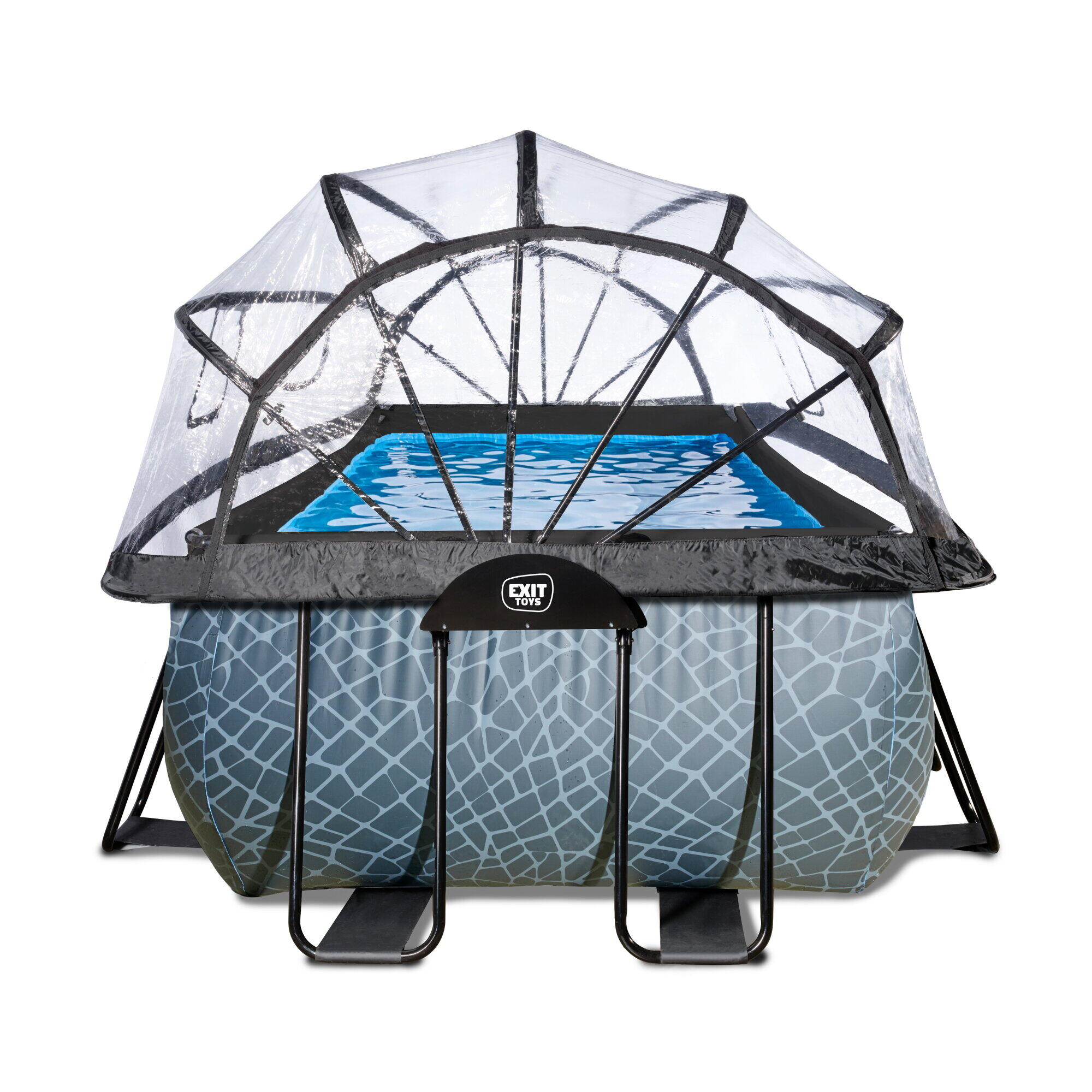Piscina EXIT Stone 400x200x122cm con pompa filtro a sabbia e copertura - grigia 4/7