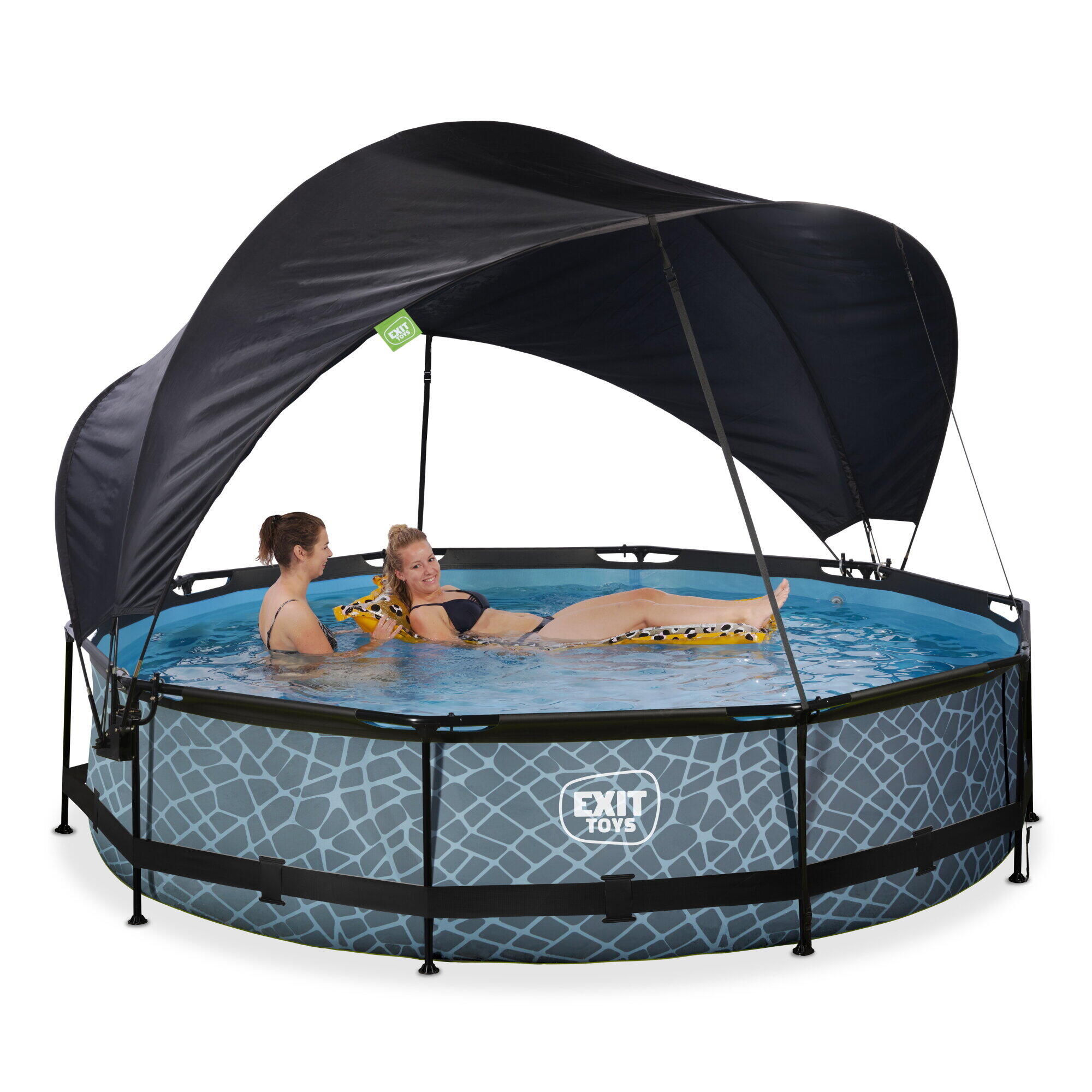 Piscina EXIT Stone ø360x76cm con pompa filtro e pensilina - grigio 7/7