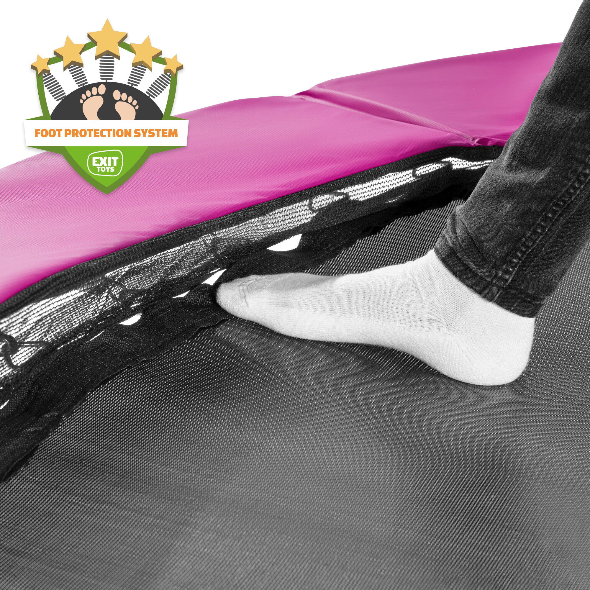 EXIT Silhouette Bodentrampolin 214x305cm mit Sicherheitsnetz - rosa 4/7