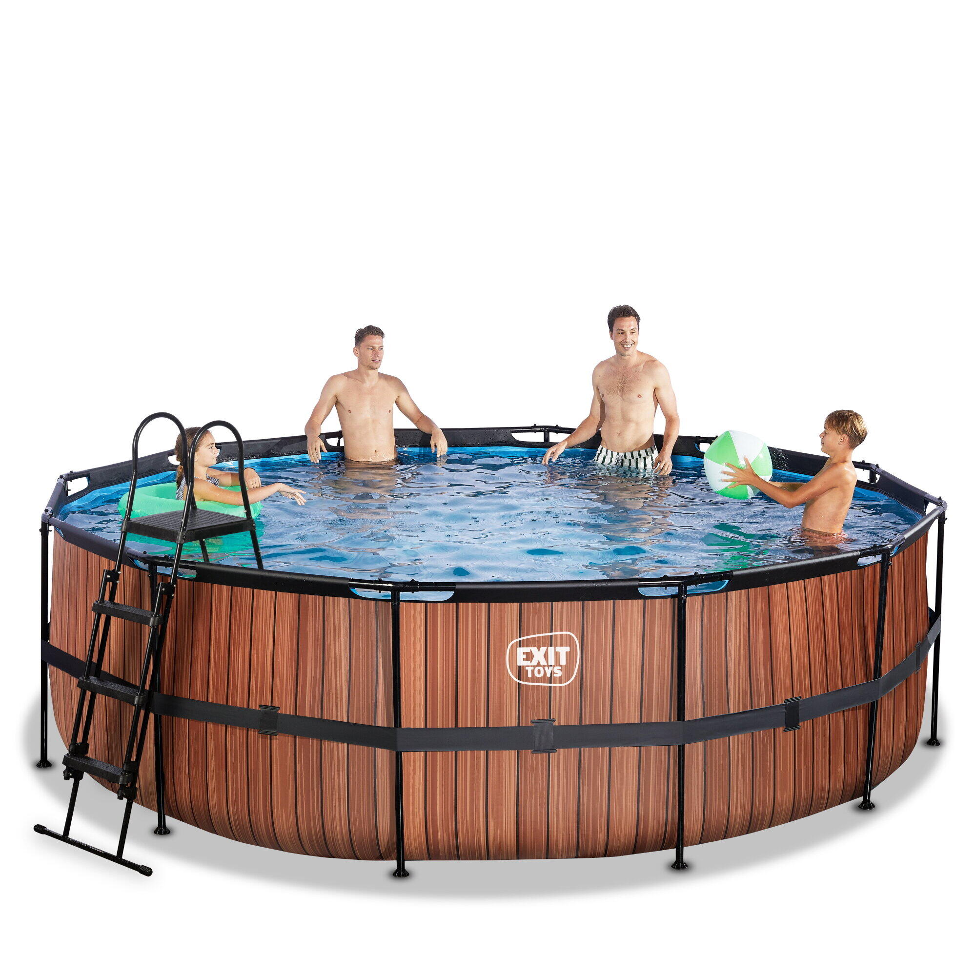 Piscina EXIT Wood ø450x122cm con pompa filtro - marrone 6/7