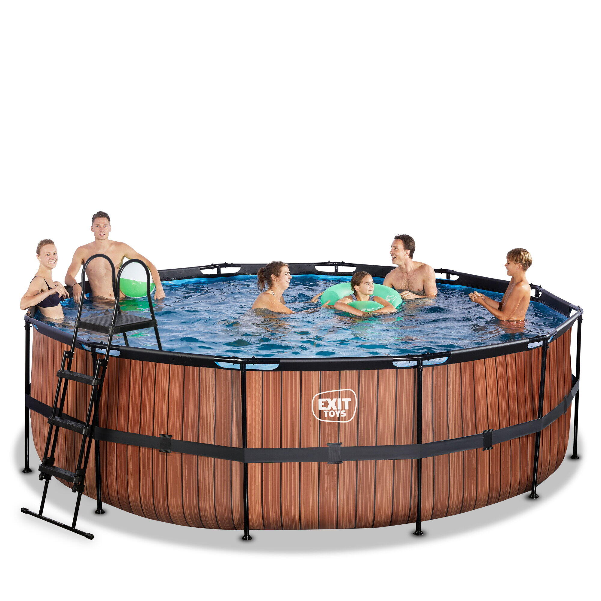 Piscina EXIT Wood ø450x122cm con pompa filtro - marrone 4/7