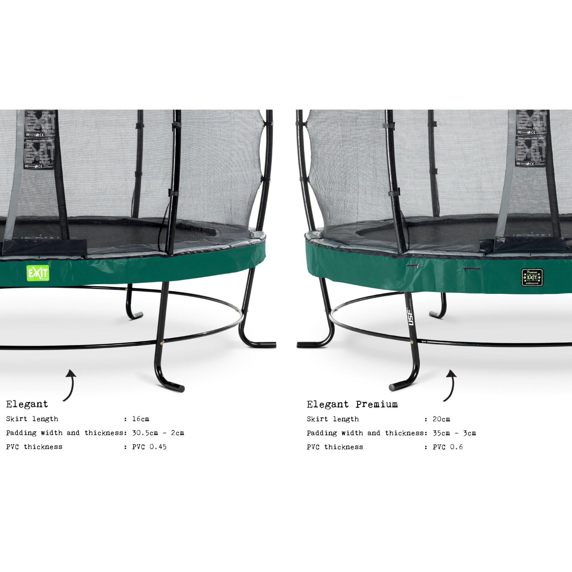 Trampolino elastico EXIT Elegant ø305cm con rete di sicurezza Economy - verde 5/7