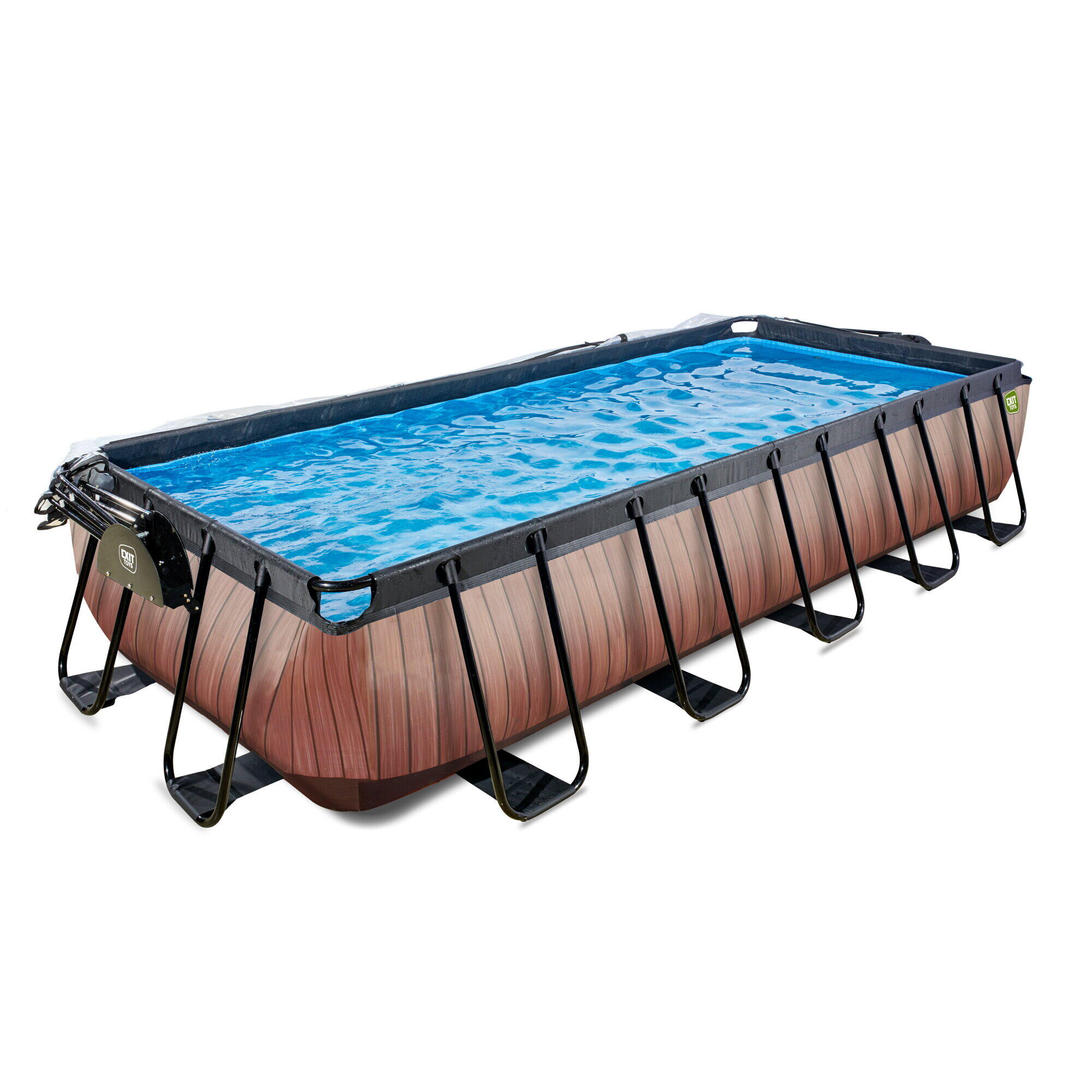 Piscina EXIT Wood 540x250x100cm con pompa filtro a sabbia e copertura - marrone 3/7