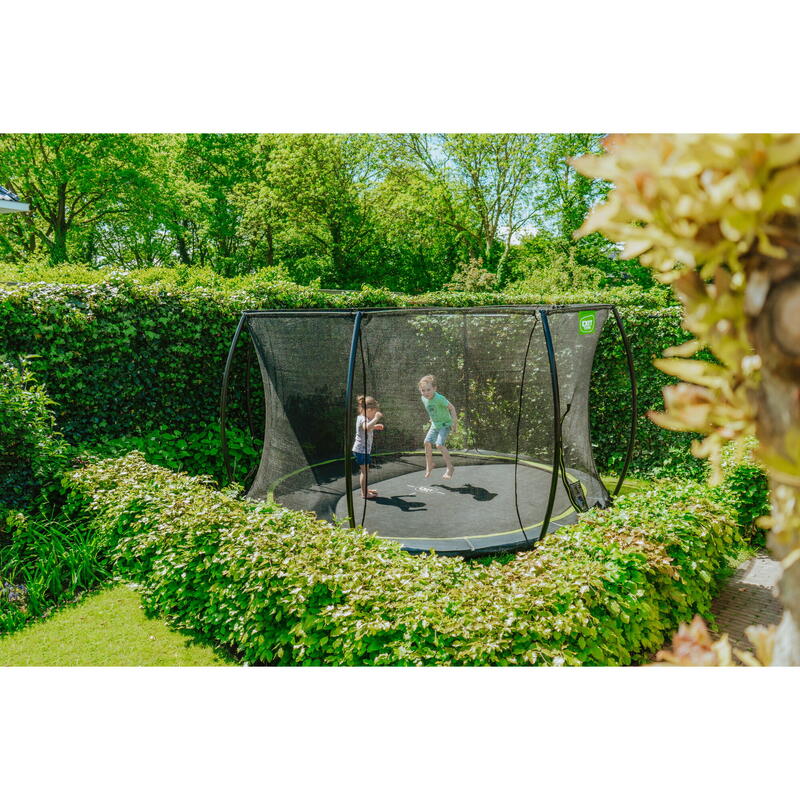 EXIT Silhouette inground trampoline ø427cm met veiligheidsnet - zwart