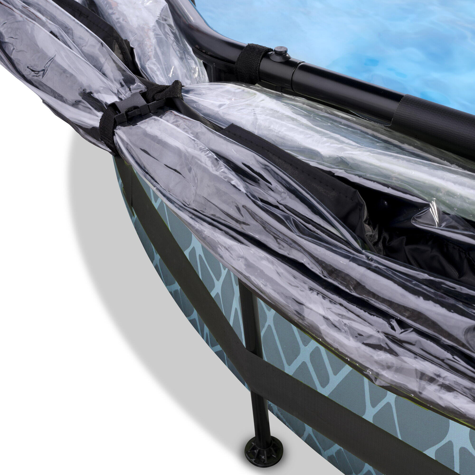 Piscina EXIT Stone ø300x76cm con pompa filtro e copertura - grigio 5/7