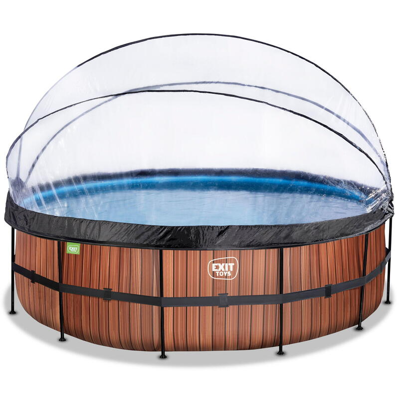 Piscine couverte ø488x122cm avec pompe filtrante à sable et &