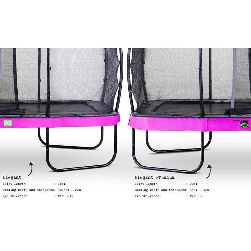 Trampoline EXIT Elegant Premium 244x427cm avec filet de sécurité Deluxe - violet