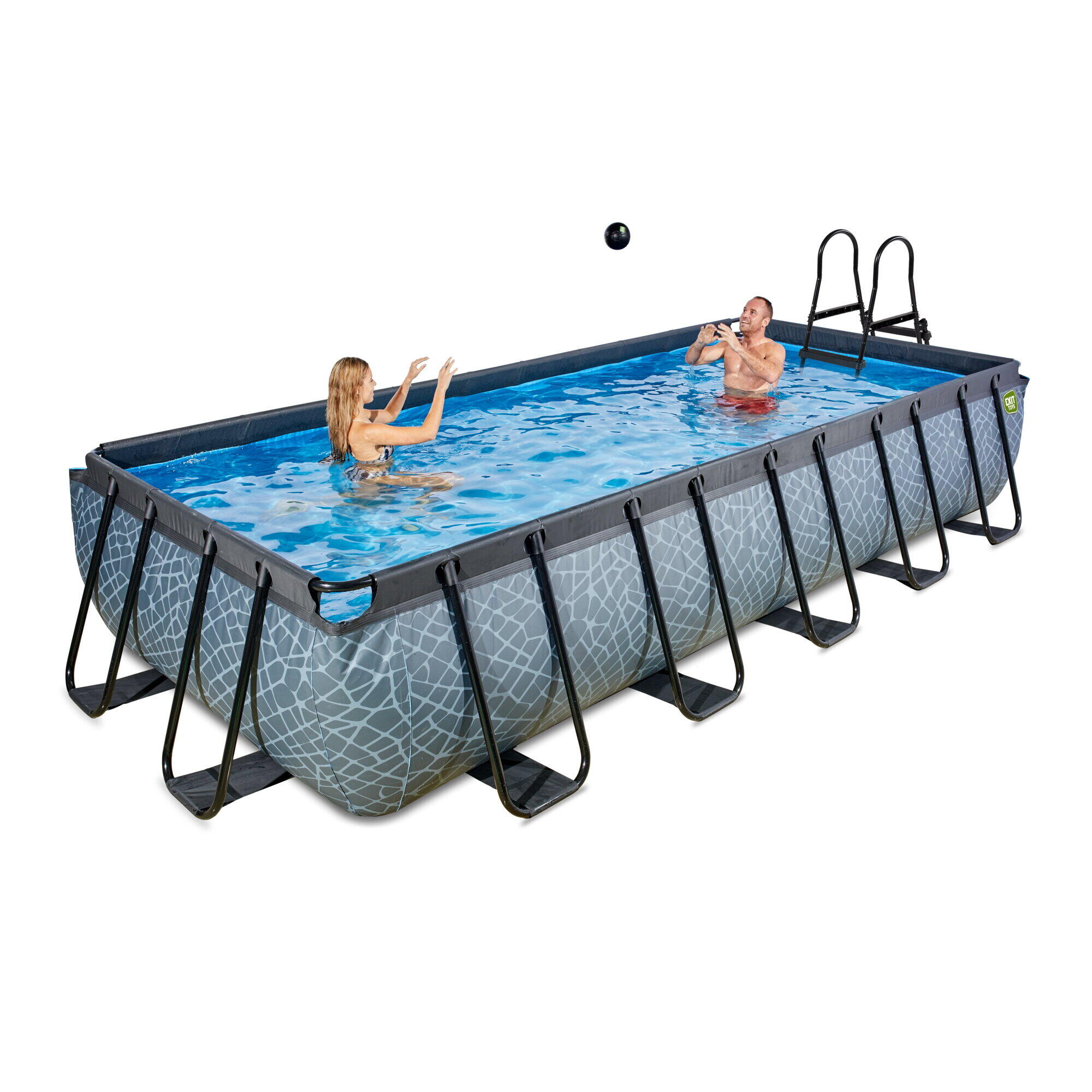 Piscina EXIT Stone 540x250x100cm con pompa filtro a sabbia - grigia 6/7