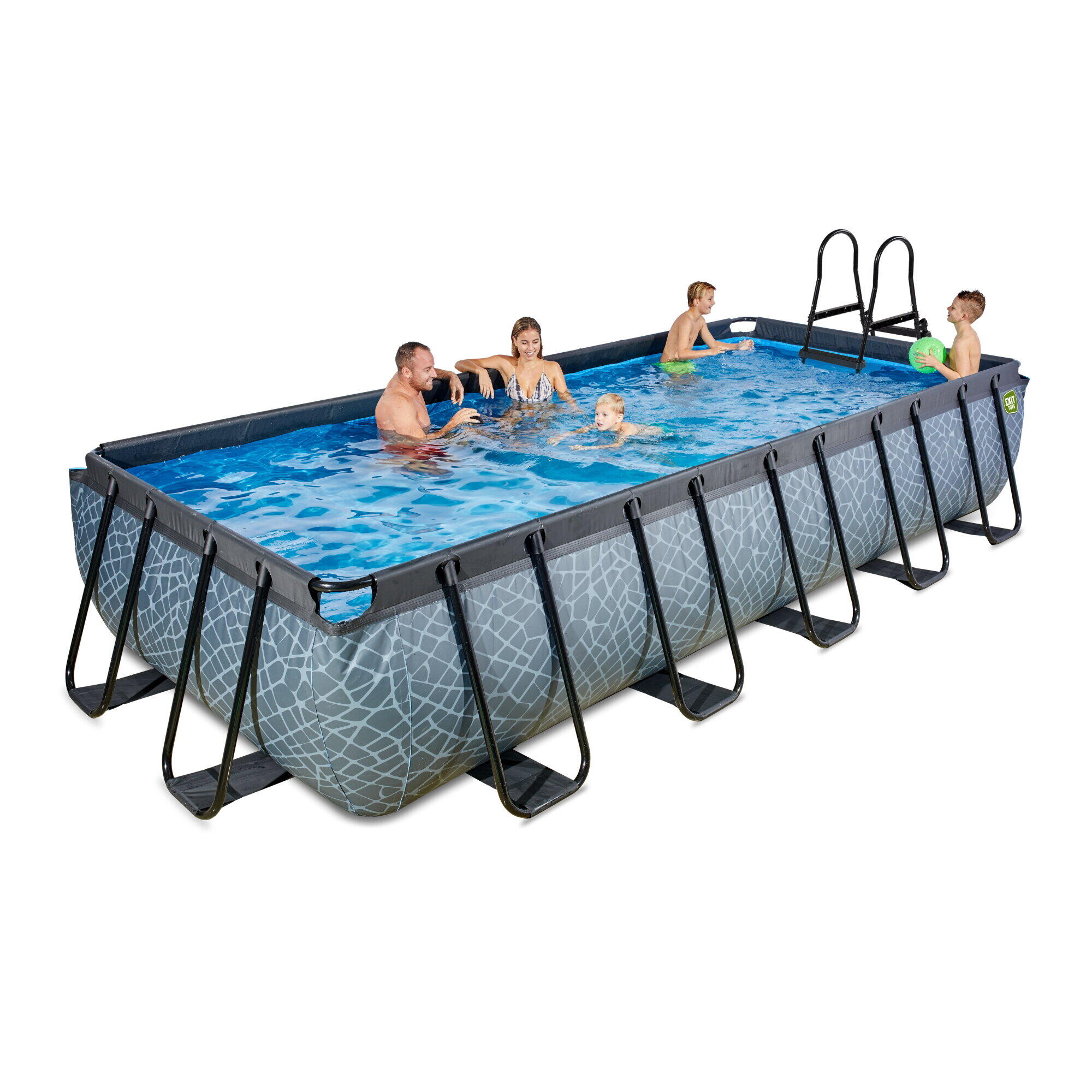 Piscina EXIT Stone 540x250x100cm con pompa filtro a sabbia - grigia 5/7