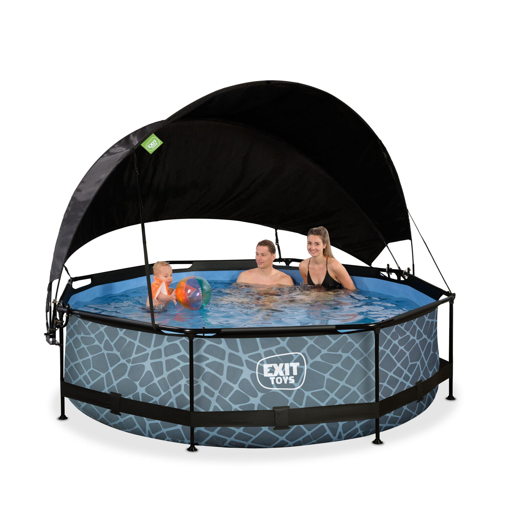 Piscine ø300x76cm avec voile d'ombrage et pompe filtrante 6/7