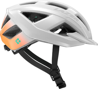 Cerro kineticore fietshelm. wit flash oranje