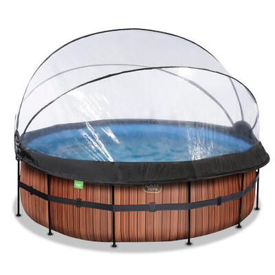 Zwembad ø427x122cm met overkapping en zandfilter- en warmtepomp