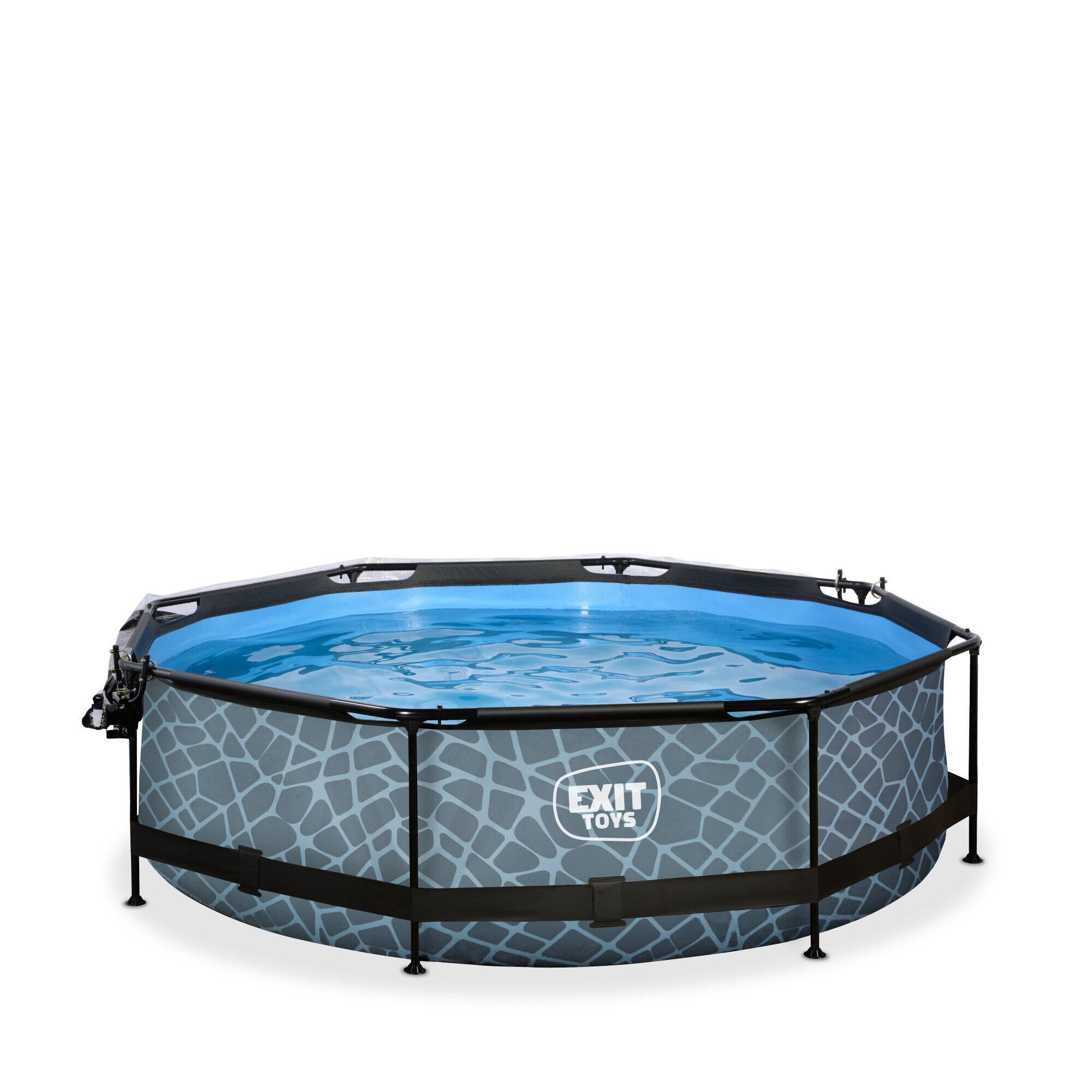 Piscina EXIT Stone ø300x76cm con pompa filtro e copertura - grigio 3/7