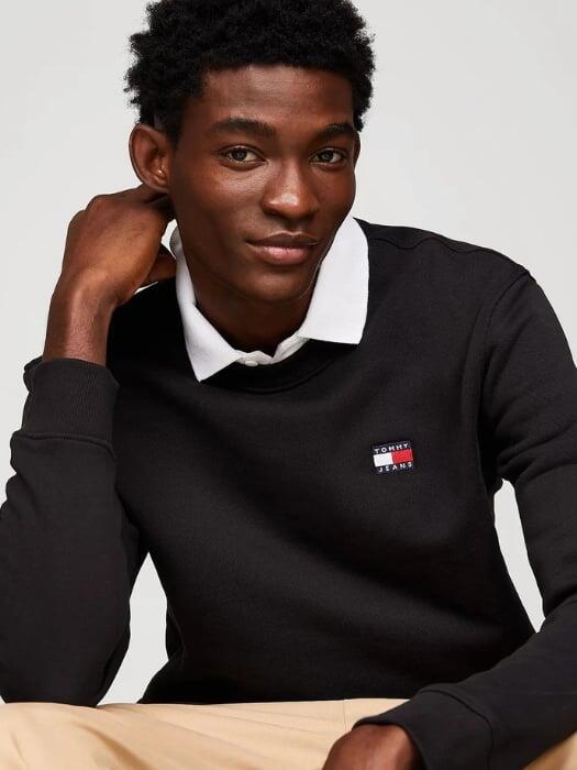 Felpa uomo girocollo con patch logo 3/5