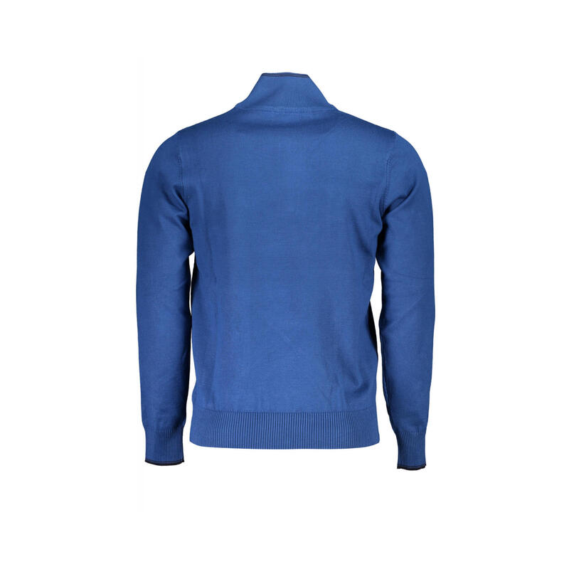 Bluza barbati cu fermoar si guler inalt albastru