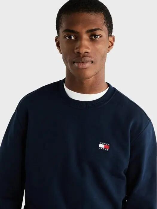 Sweat-shirt - Casual - Homme - Coupe regular, col rond, patch logo - Bleu marine 3/5