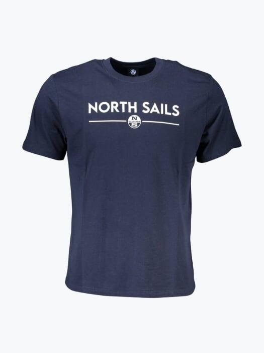 Tricou barbati din bumbac cu croiala Regular fit si imprimeu cu logo, Bleumarin
