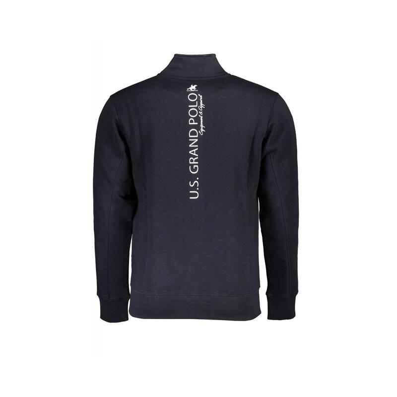 Bluza barbati cu fermoar si imprimeu cu logo bleumarin