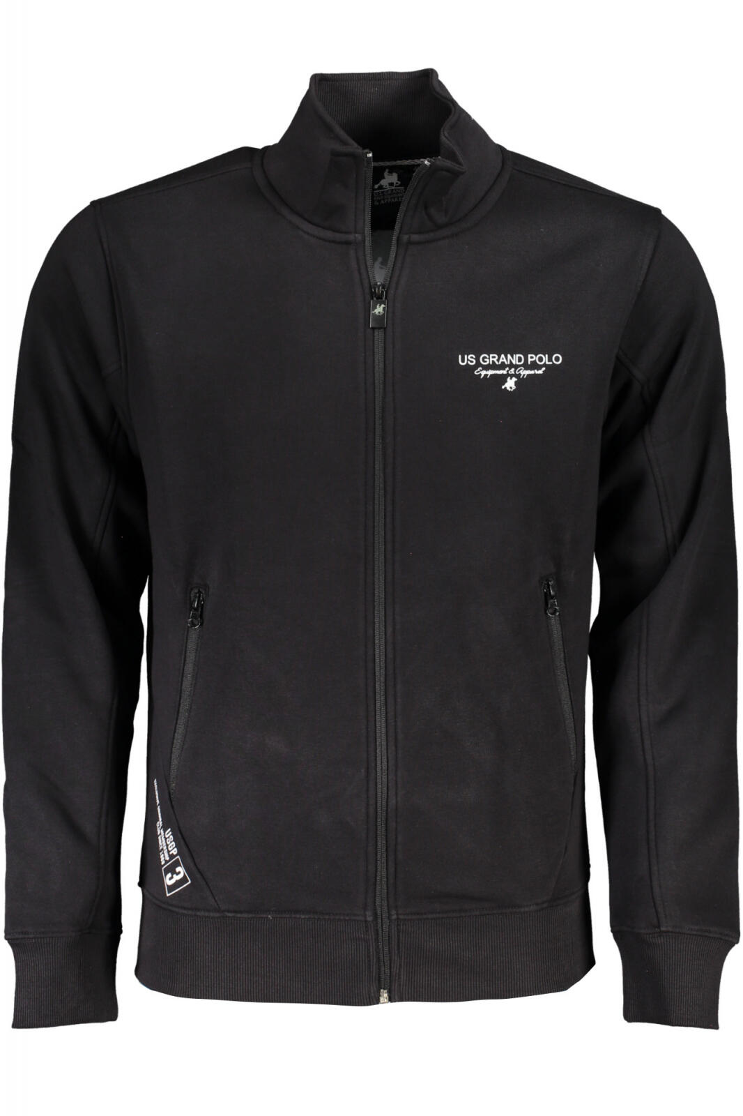Bluza barbati cu fermoar si imprimeu cu logo negru