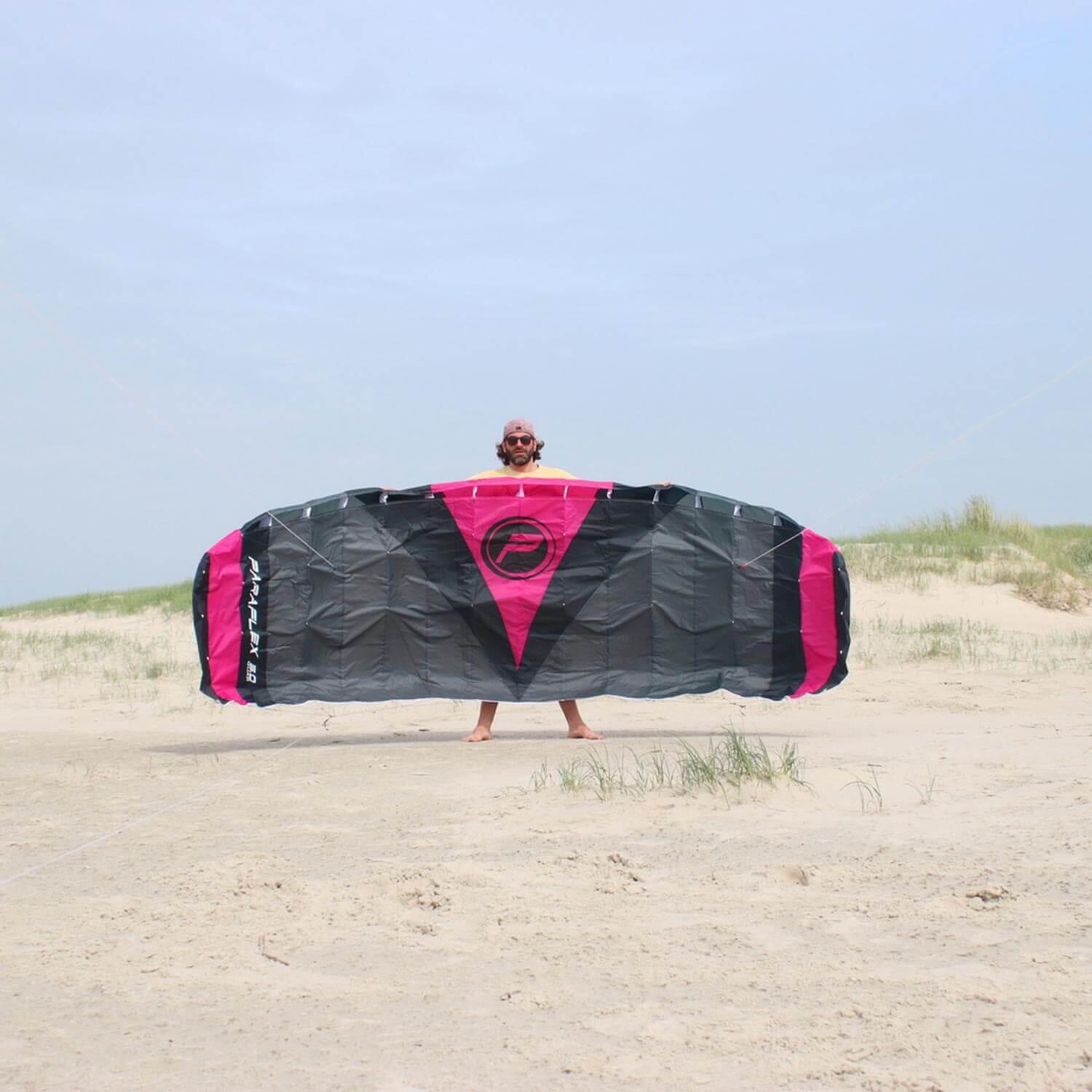 Lenkmatte Paraflex Quad 5.0 (schwarz-pink) - flugfertig inkl. Dyneemaleinen 6/7
