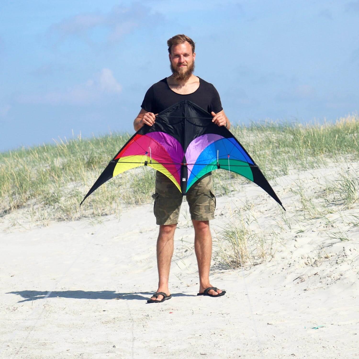 Lenkdrachen Flip (regenbogen) - flugfertig inkl. Schnüre & Lenkschlaufen 3/5