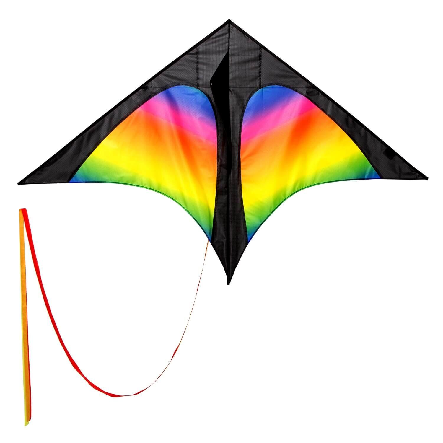 WOLKENSTÜRMER Kinderdrachen Delta Rainbow (bunt), Einleinerdrachen - flugfertig inkl. Schnur