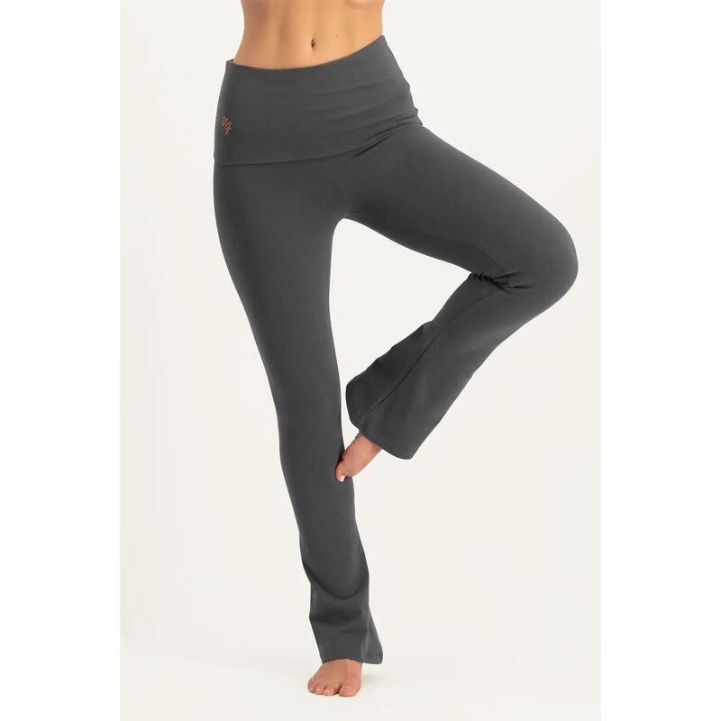 Pranafied - Legging de yoga tendance, bande rabattable et jambes évasées - Ash