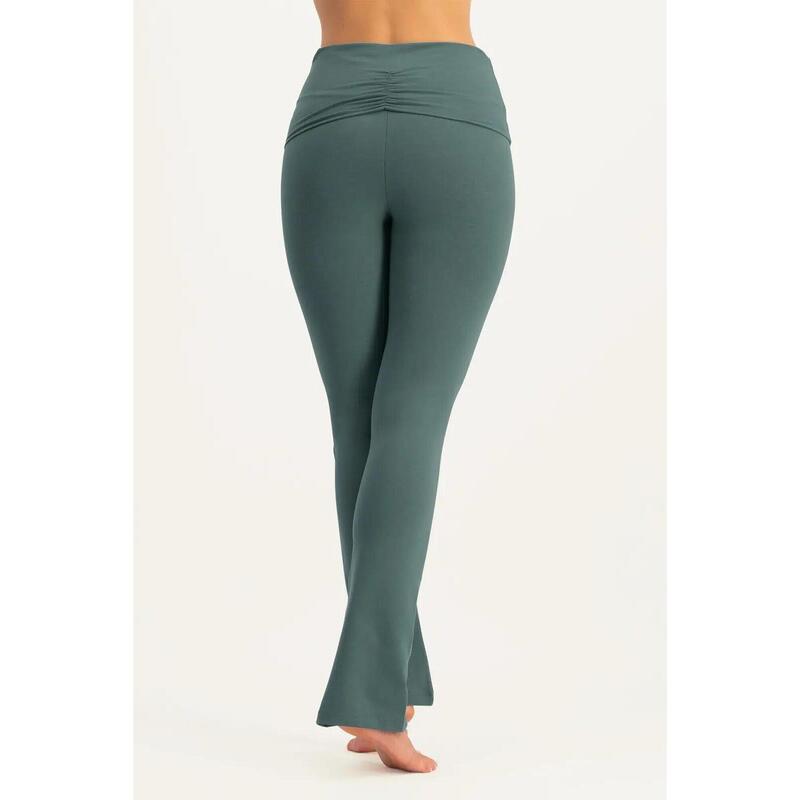 Pranafied - Legging de yoga tendance, bande rabattable et jambes évasées - Forêt