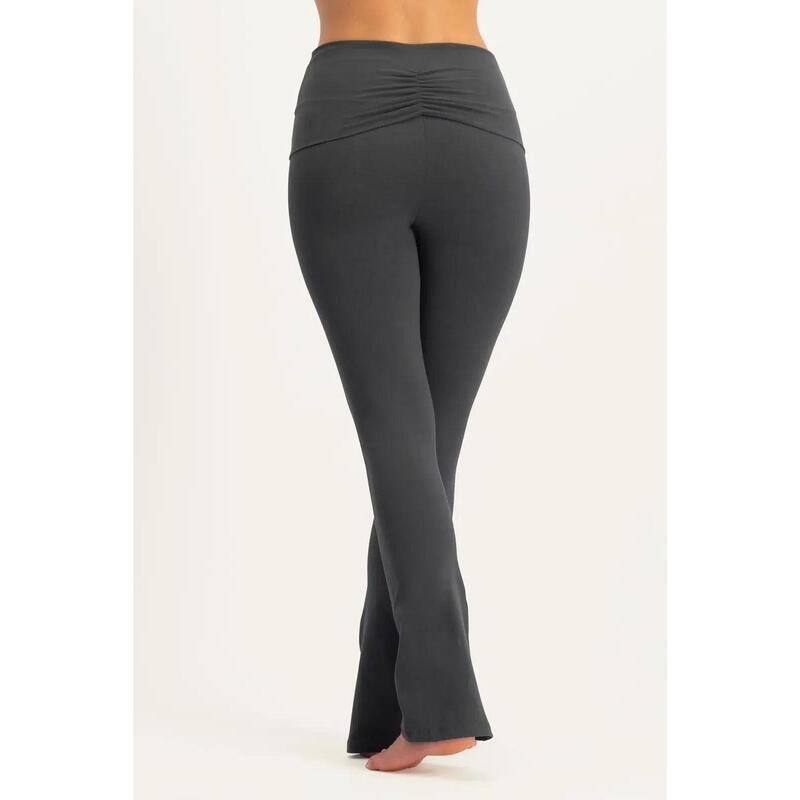 Pranafied - Legging de yoga tendance, bande rabattable et jambes évasées - Ash