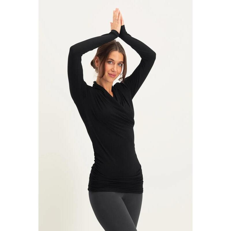 Good Karma -Elegante longsleeve yoga tuniek- Onyx Zwart