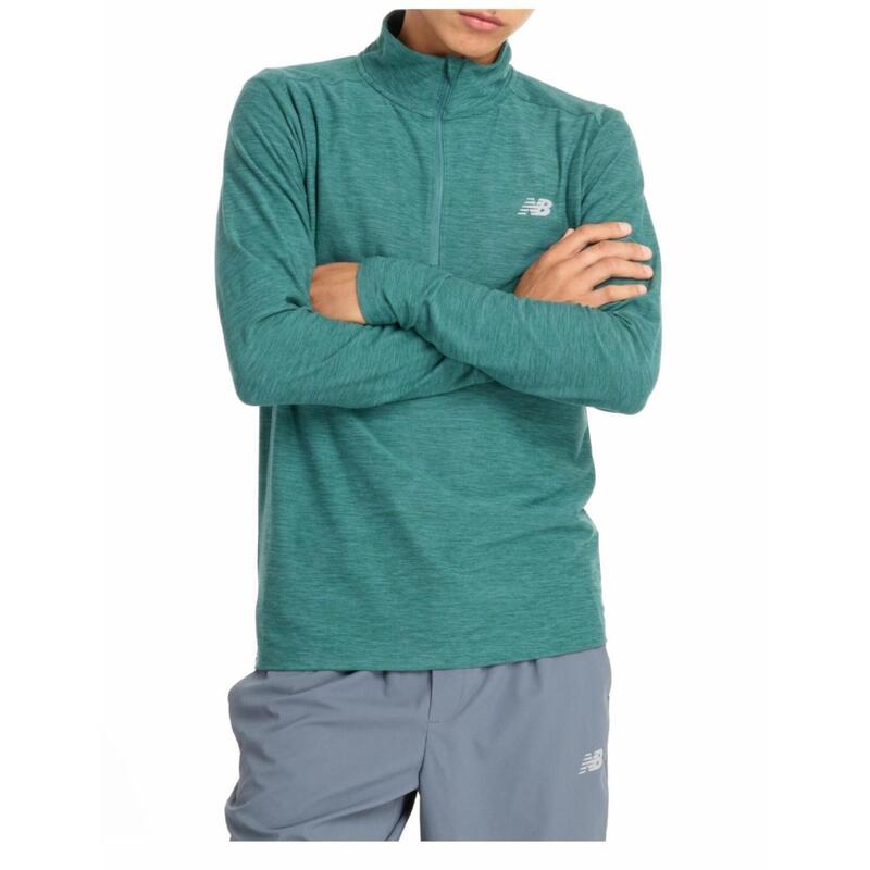 Camiseta para Hombre New balance Space dye 1/4 zip l/s  Verde