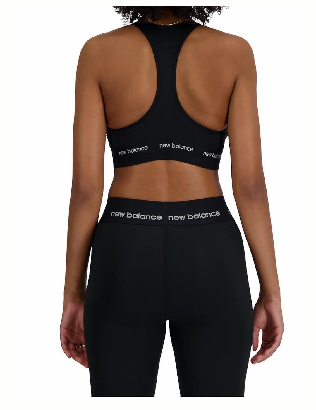 Top para Mujer New balance Sleek medium support sports Negro 2/3