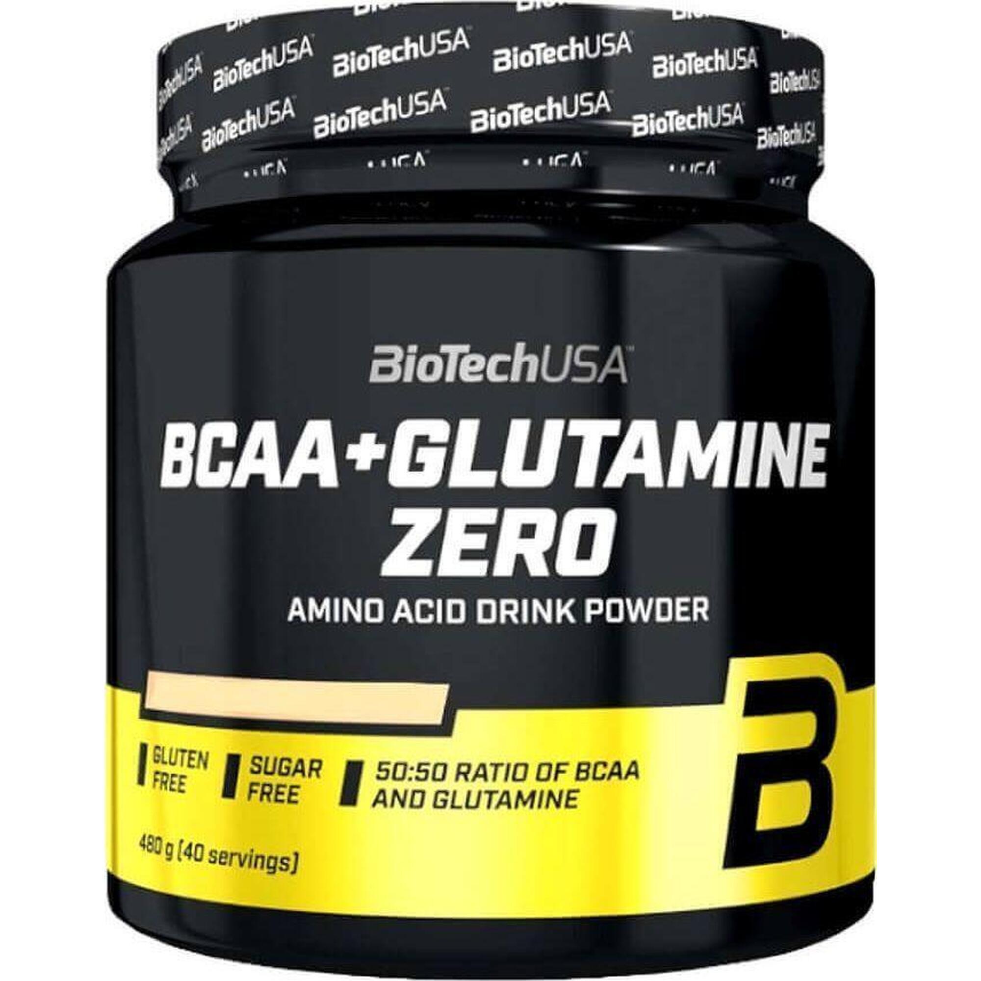 Aminoacidos Bcaa + Glutamine Zero 480 Gr Melocotón - Biotech USA