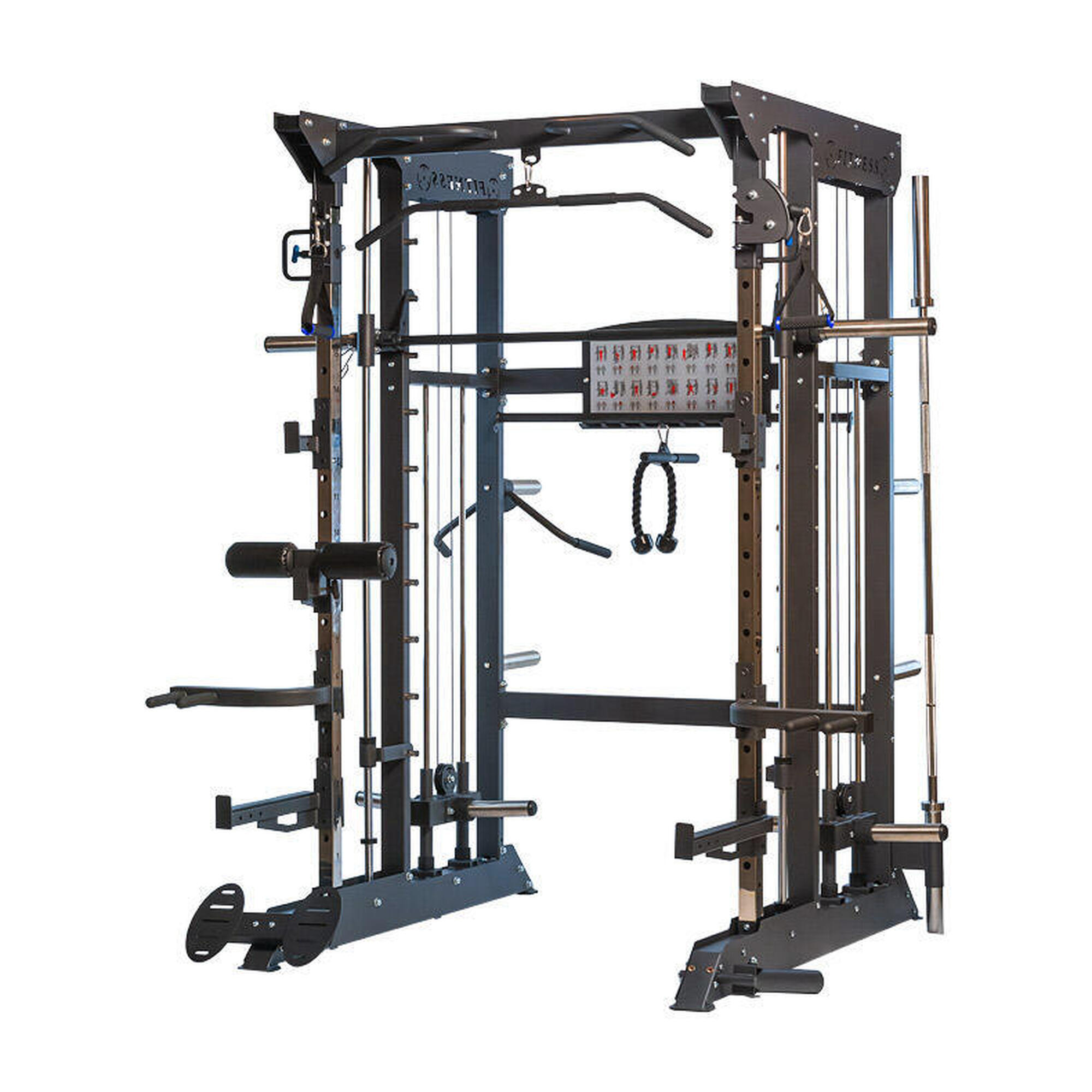 Ion Fitness - Multistation Smith If1000 - Barre Traction - Charger 110kg Disques Olympiques - Appareil Multifonction - Noir - Taille Unique - Decathlon