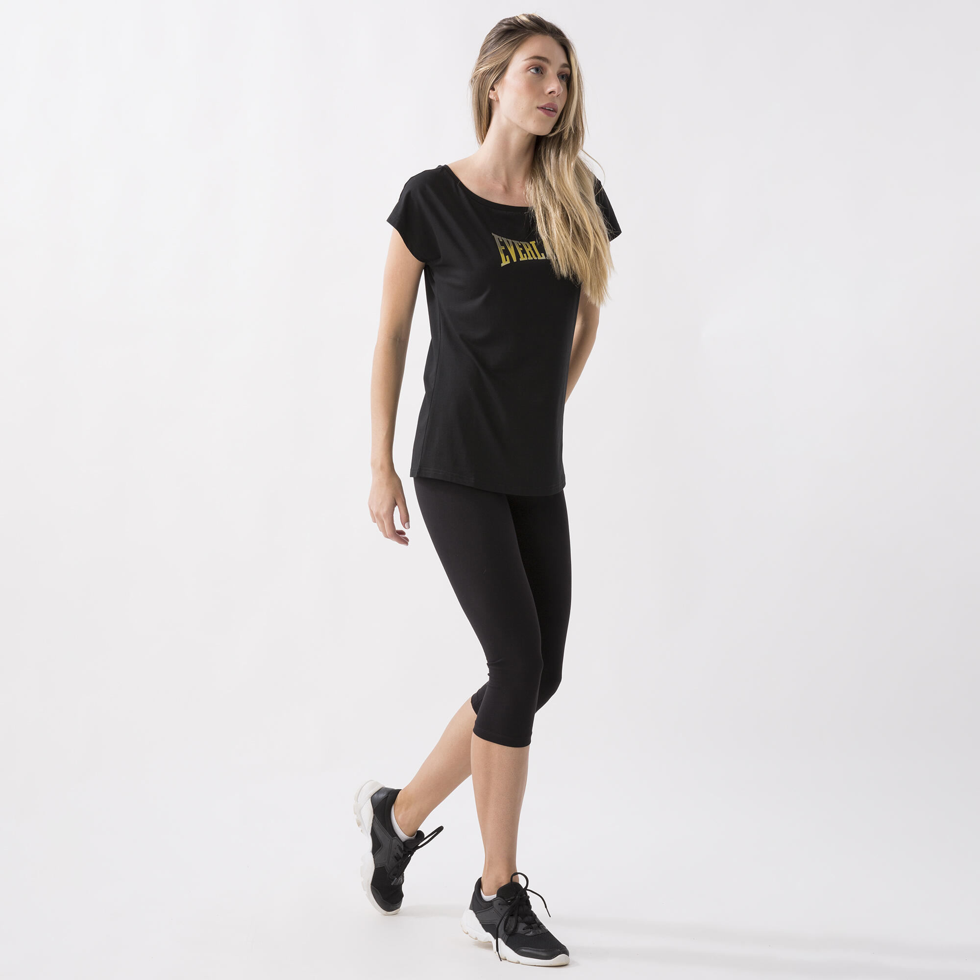 T-SHIRT SPORT IDENTITY IN JERSEY MODAL STRETCH NERO COTONE, MODAL, ELASTAN 5/6