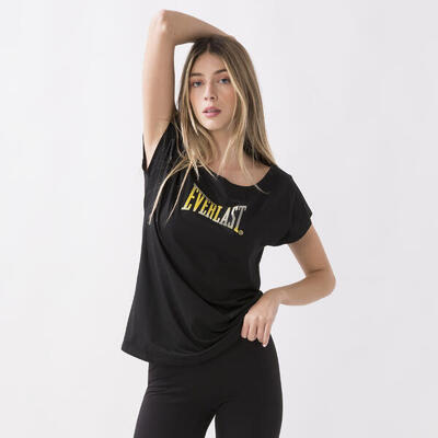 T-SHIRT SPORT IDENTITÄT AUS JERSEY MODAL STRETCH BLACK BAUMWOLLE, MODAL, ELASTHA