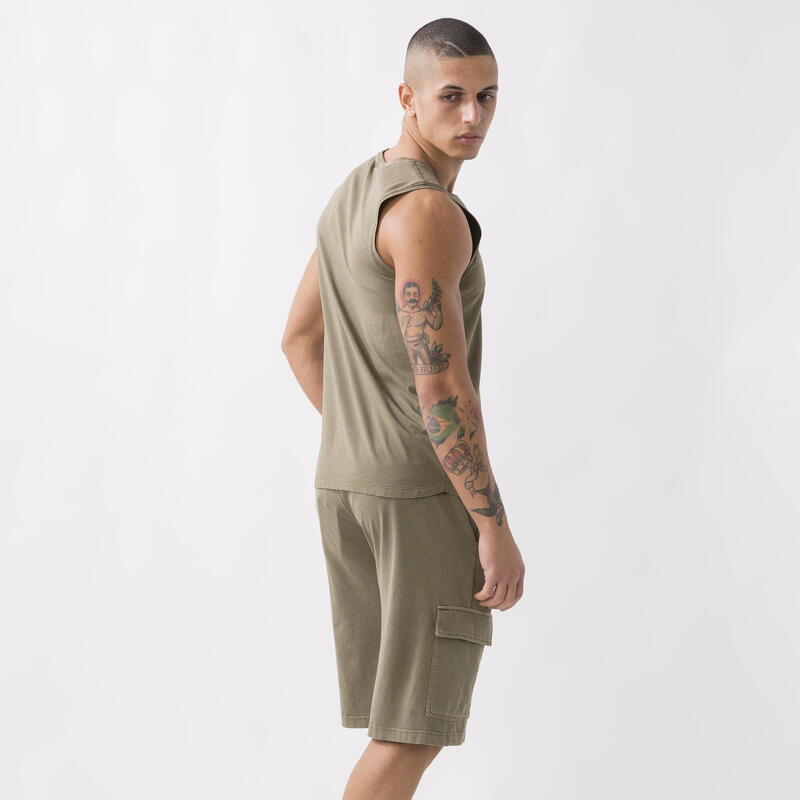 DEBARDEUR DYNAMIC WORLD EN JERSEY MILITARY GREEN COTON