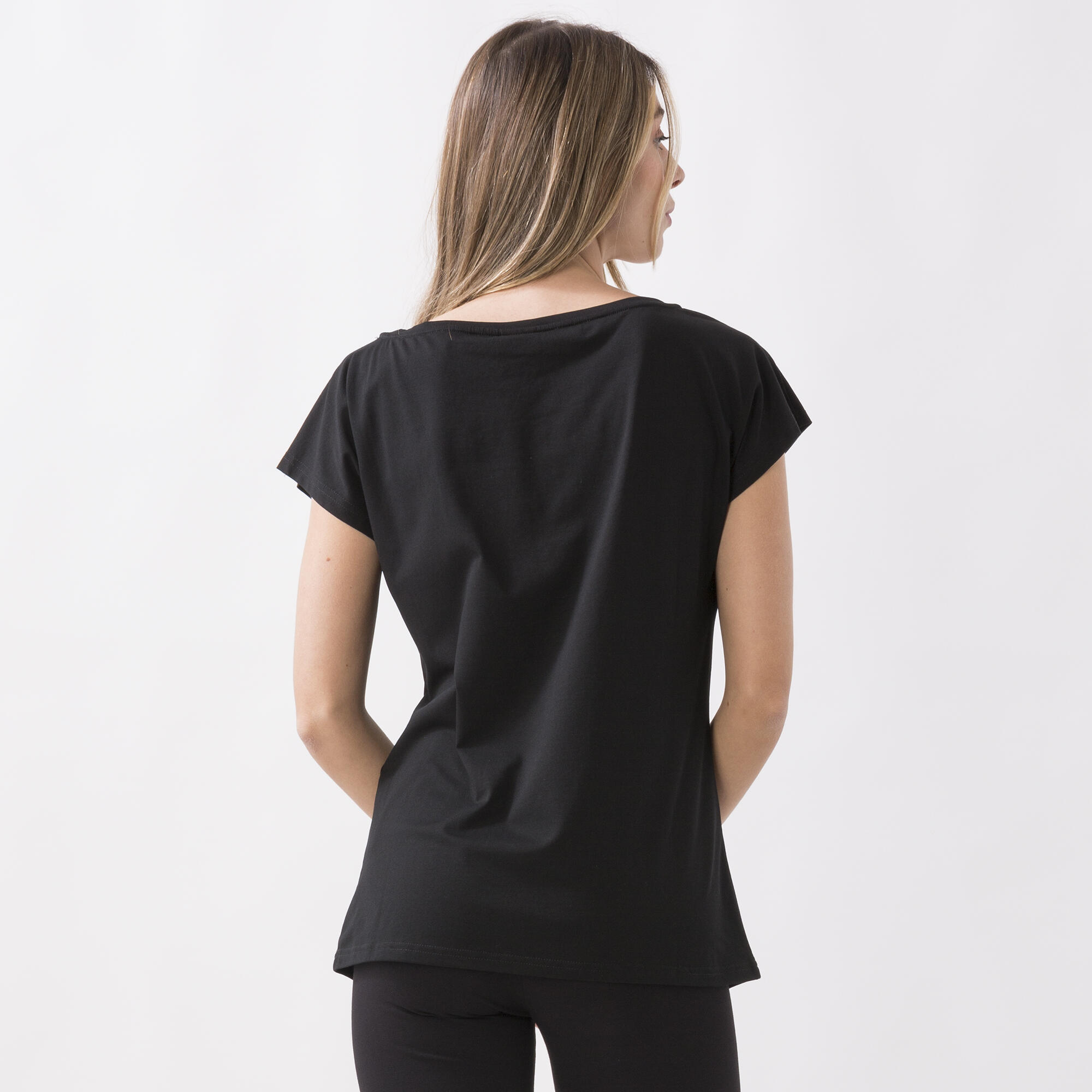 T-SHIRT SPORT IDENTITY IN JERSEY MODAL STRETCH NERO COTONE, MODAL, ELASTAN 4/6