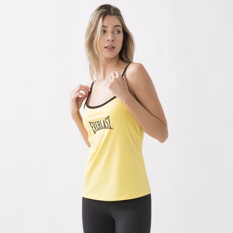 BASIS TANKTOP IN STRETCH JERSEY LEMON YELLOW KATOEN, MODAAL, ELASTHAAN